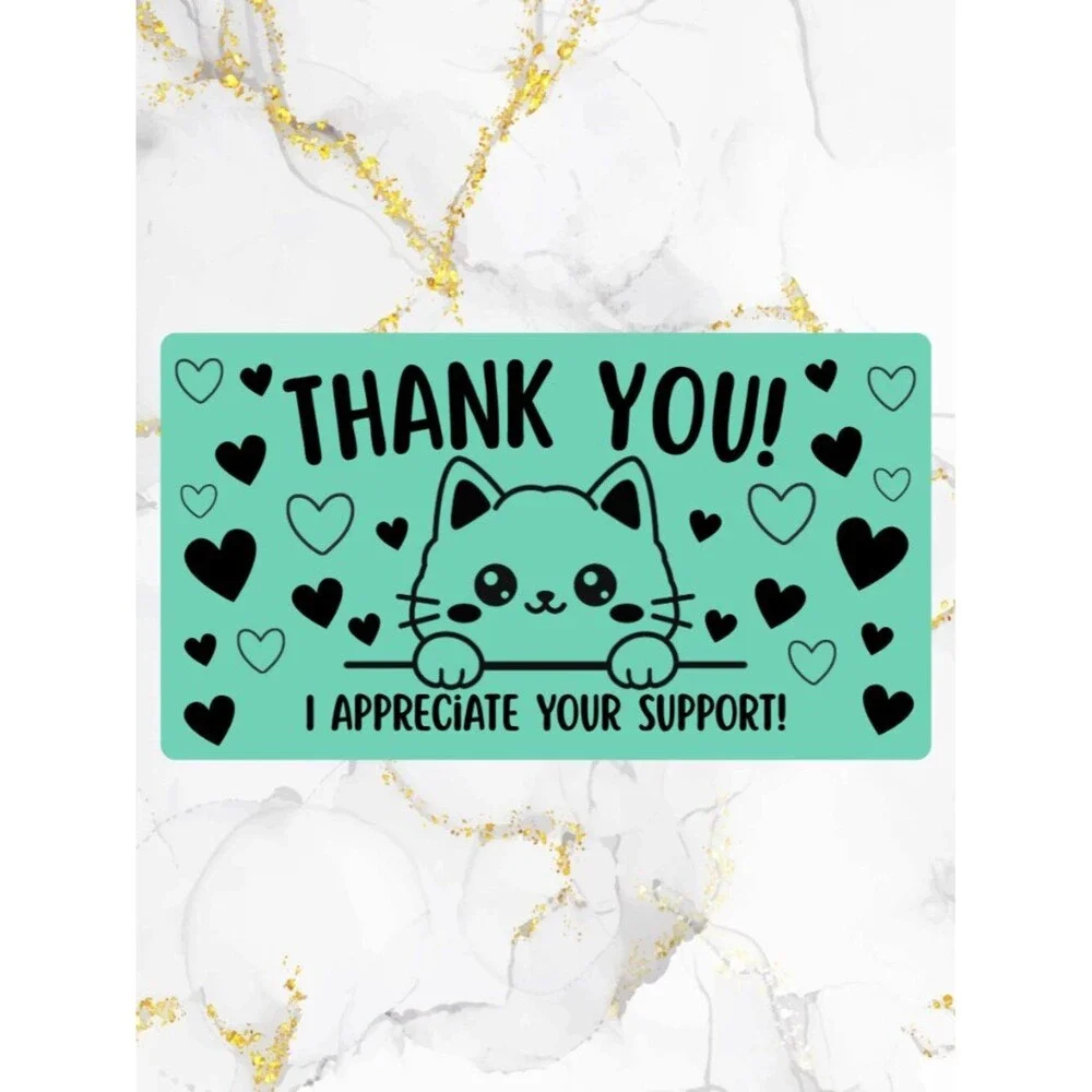 100 Cute Cat Thank You Stickers for Packaging | Small Business Labels